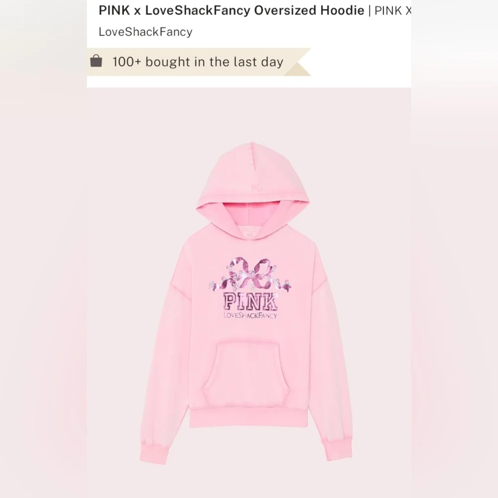 NWT PINK x LoveShackFancy Oversized Hoodie🩷 - Picture 2 of 15